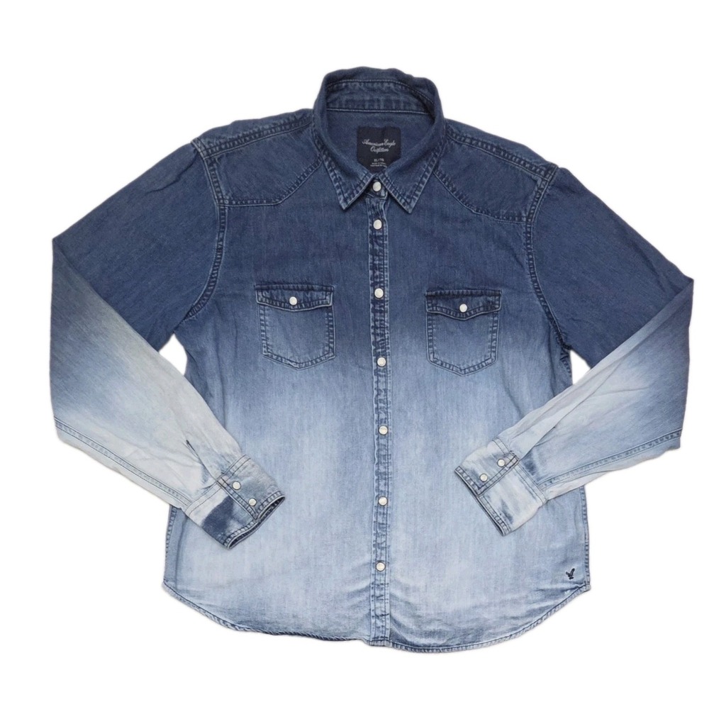 American Eagle Outfitters Blue Ombre Denim Shirt- Size XL Women's